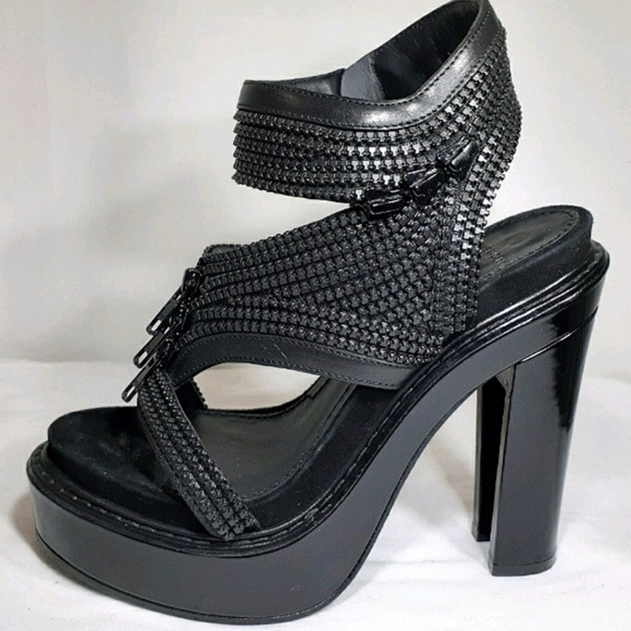 Givenchy Shoes - GIVENCHY BLACK ZIPPER PLATFORM HEELS